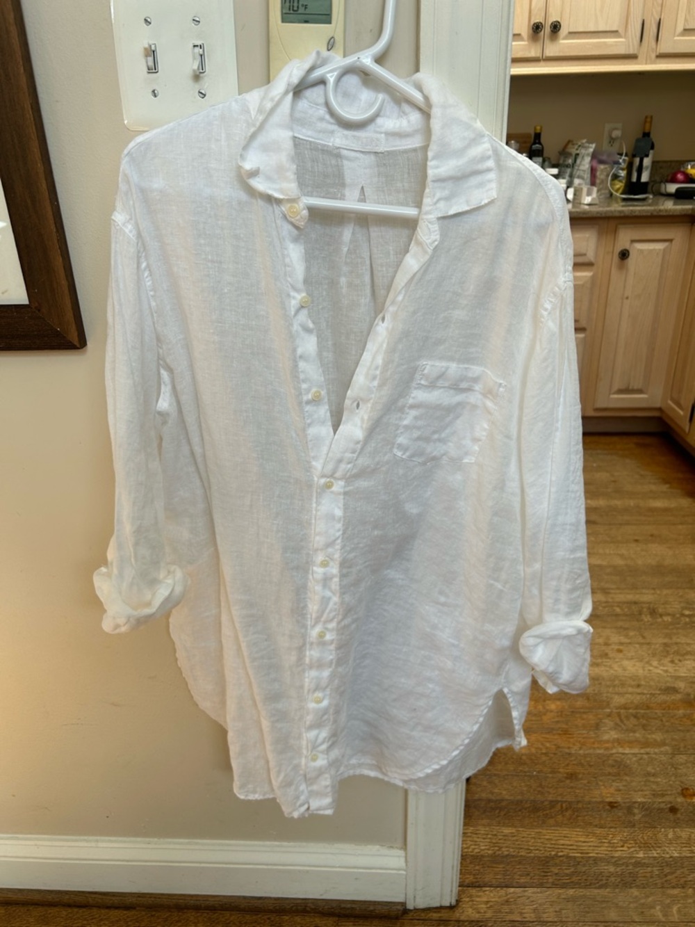 CP Shades White Linen Button-Down Shirt, M